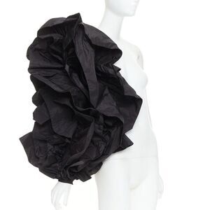 ALEXANDRE VAUTHIER black taffeta voluminous ruffle dramatic single sleeve XS